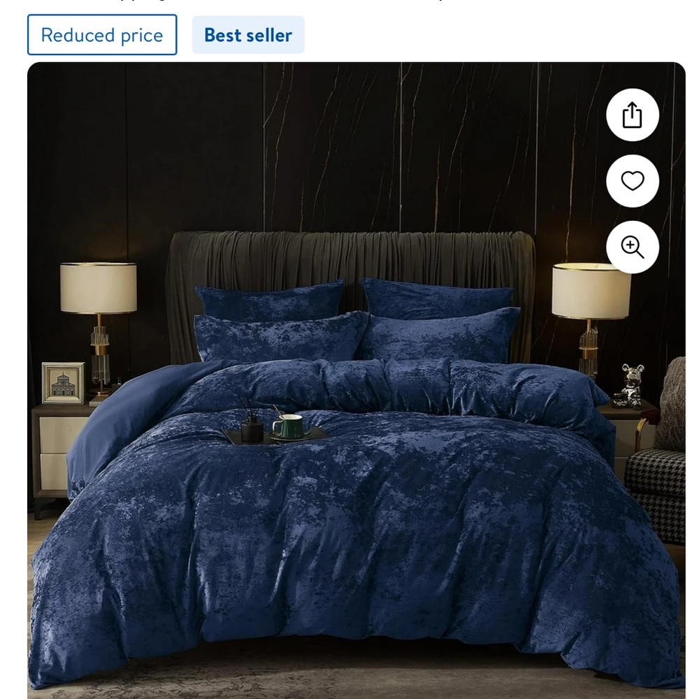 Navy Blue Duvet Cover Set with Plush Texture and Elegant Design